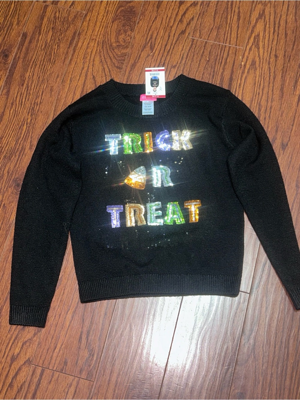 Zunie Black Sequin "Trick or Treat" Crewneck Sweater